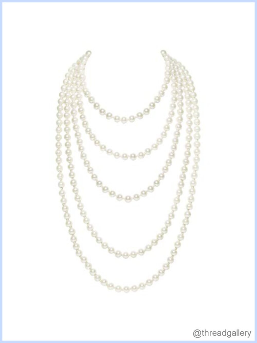 Faux Pearl Choker Necklace Set 59 Inch Long Knotted Strands Art Deco